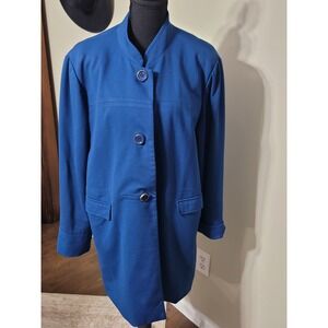 Chico's Blue Three Button Longline Jacket‎ Size 3 XL flaw see pics